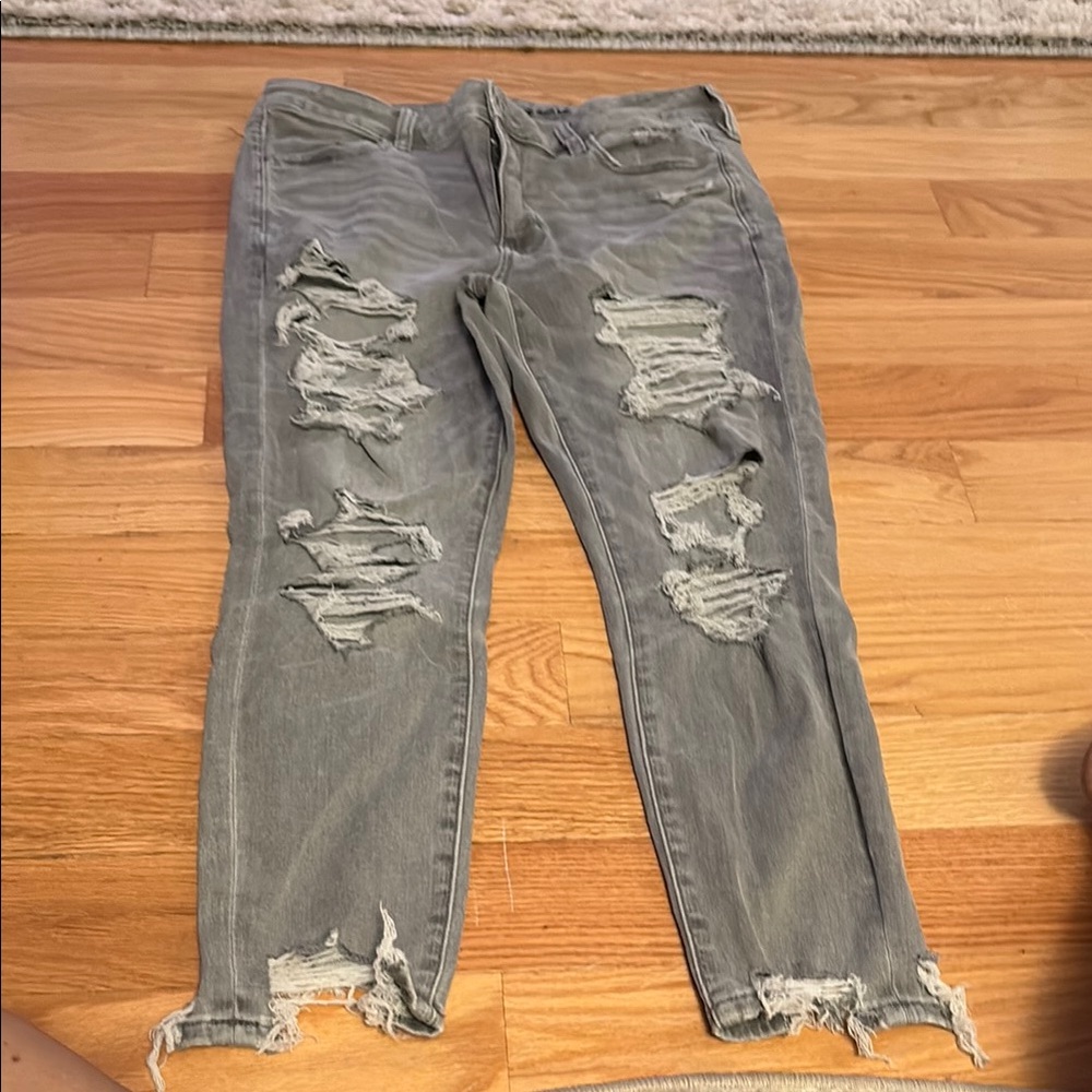American Eagle Outfitters Ripped Gray Skinny Jeans